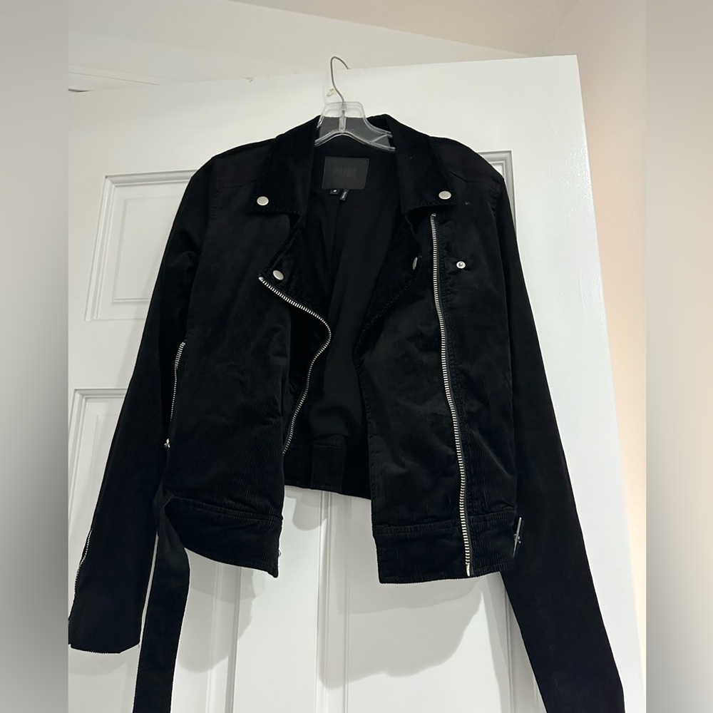 PAIGE black corduroy biker jacket